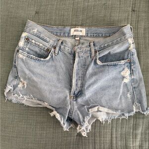 Agolde Women's Frayed Jean Shorts - Light Blue